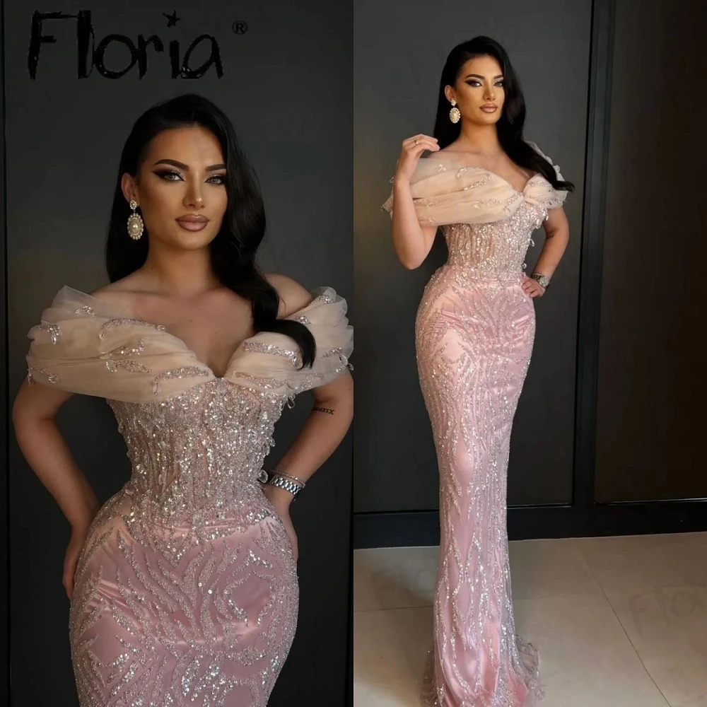 Floria Baby Pink Chic Birthday Dress Organza Off Shoulder Mermaid Graduation Party Dresses Bride Engagement Dress Robe de Mariée