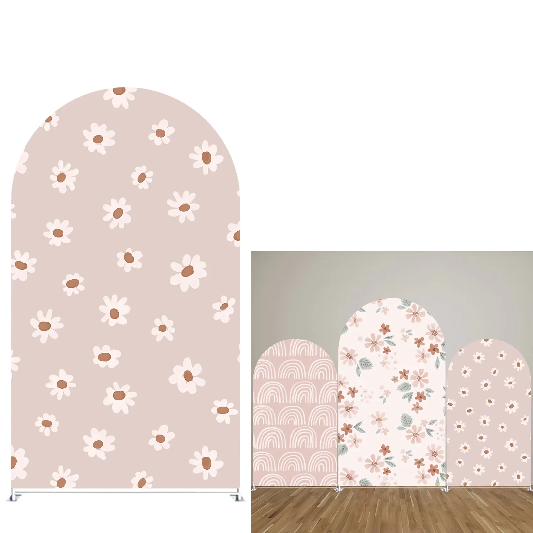 Mehofond acuarela flores arco telón de fondo cubierta Arco Iris bebé fiesta de cumpleaños Baby Shower arqueado 2 lados decoración fondo Prop