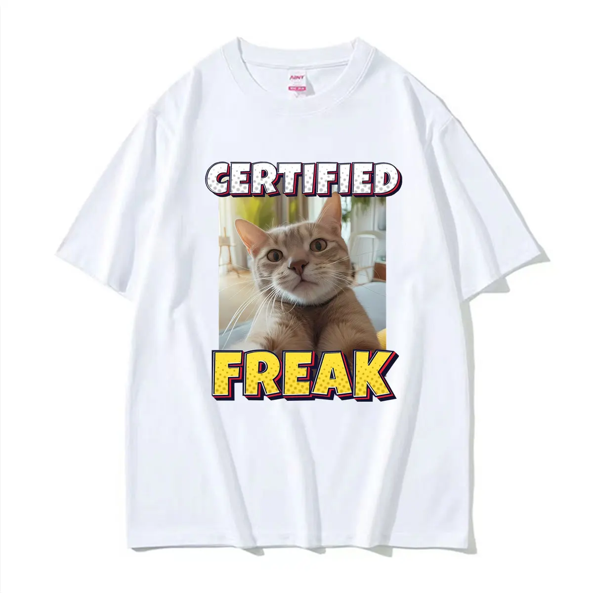 Cat Meme Certified Freak EatCement Cursed Cat Funny T-shirts Men Women Fashion Retro Classic T Shirts Casual T-shirt