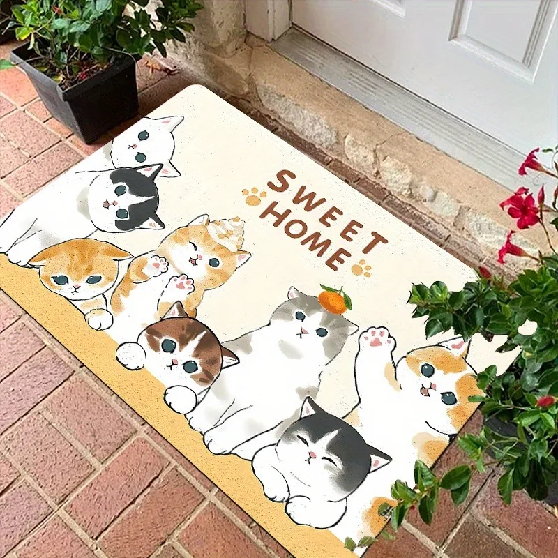 

1PC Cat Pattern Kitchen Rug Non-Slip Door Mats Pop design Bathroom Rug Bath Mat Carpet for Home Sink Laundry Decor