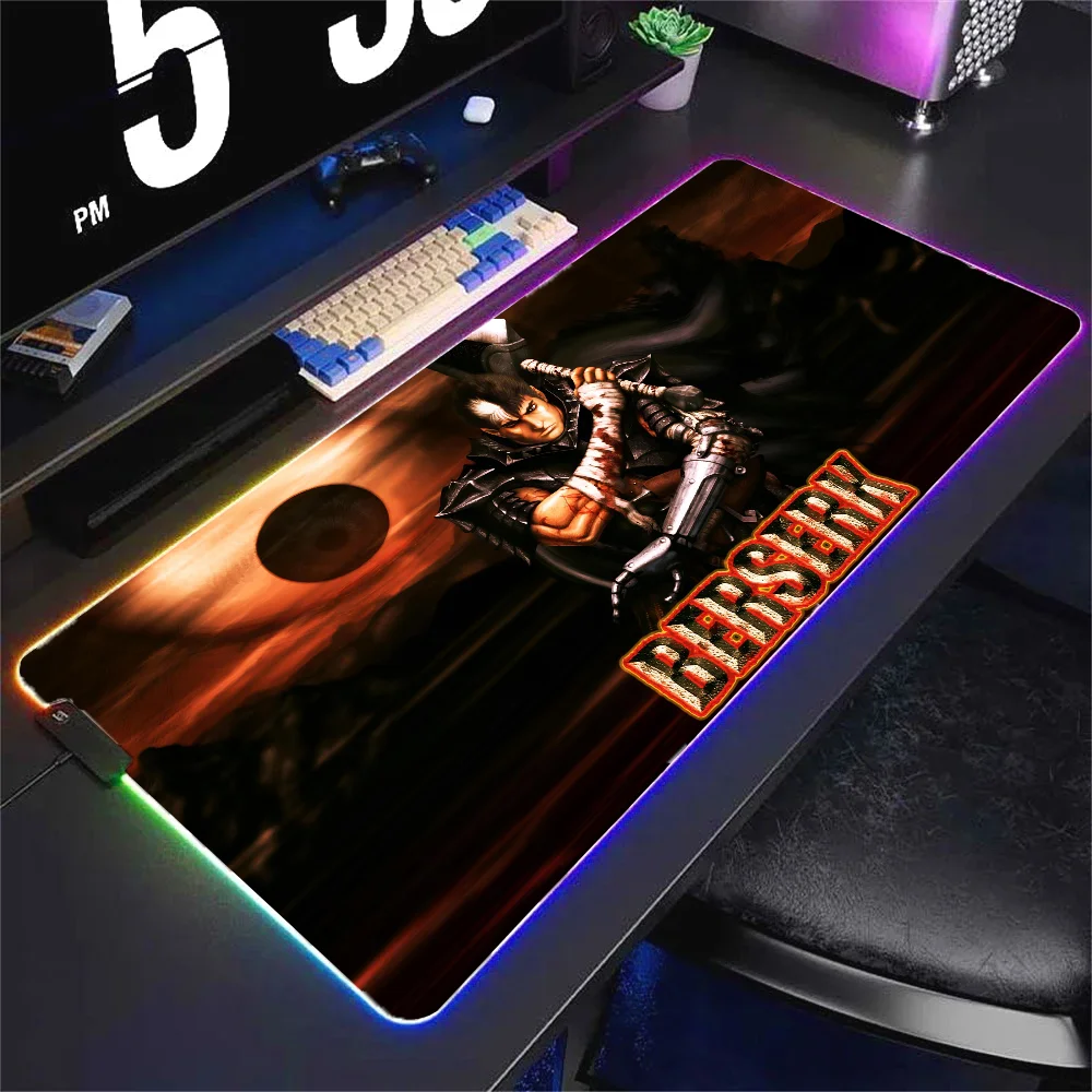 hot B-berserk anime  Mousepad XXL RGB Gaming Mouse Pads HD Black Gamer Accessories Large LED