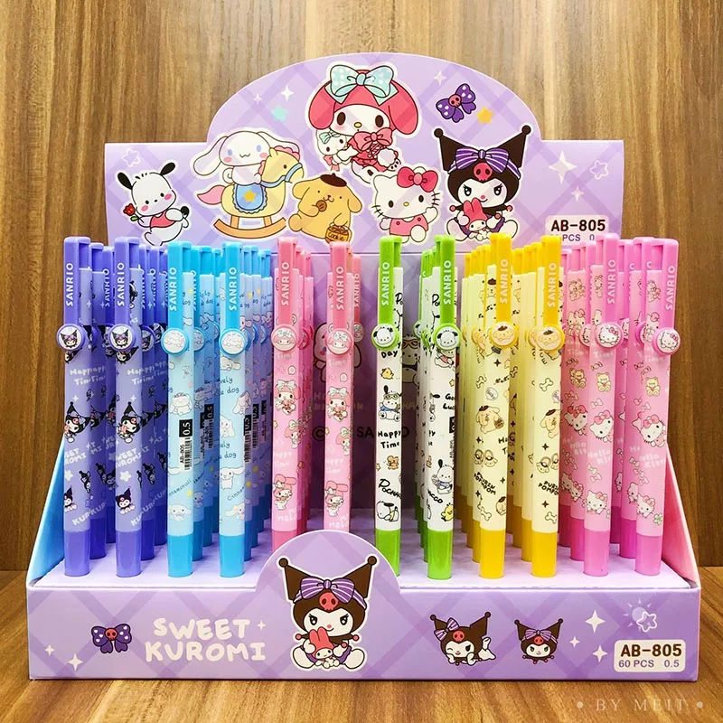 60pc /lot Sanrio Kuromi Melody Ballpoint Pen Cute Pochacco Kitty Ball Pens School Office Supplies