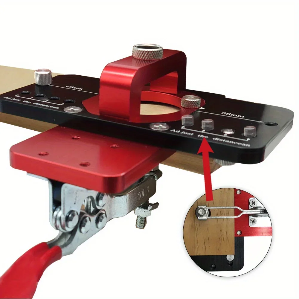 35mm Concealed Hinge Jig, Aluminum Cup Style Drill Guide Hole Template for Cabinet Door Hinge Installation Woodworking Tool