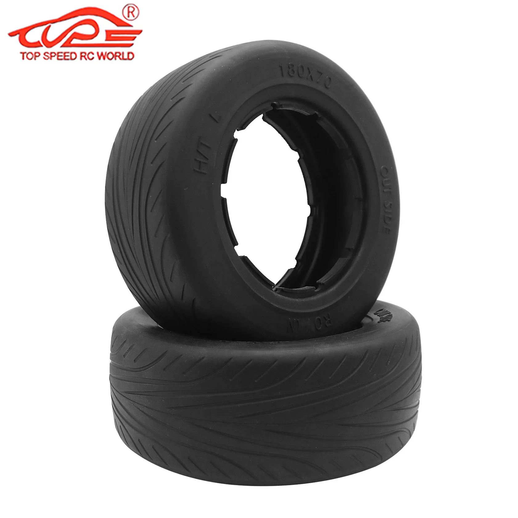 Piel de neumático de carretera de 180x70mm, 2 piezas para escala de coche teledirigido 1/5 Losi 5IVE-T ROFUN ROVAN LT KING MOTOR X2 BAJA 4WD SLT DTT QL FID, piezas de camión