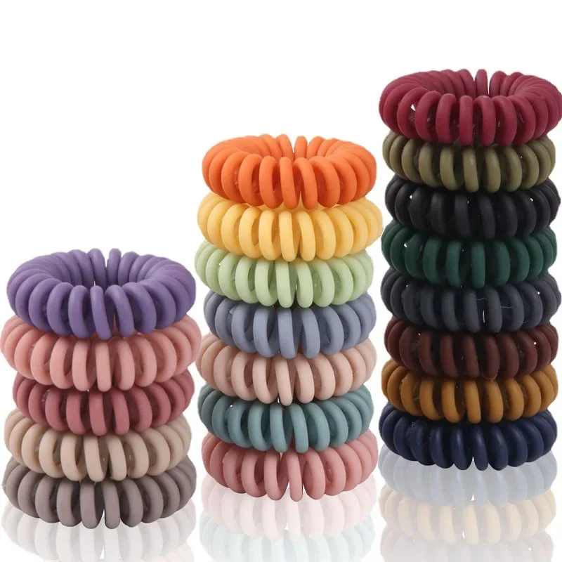 

1/5pcs New Fashion Matt Solid Telephone Wire Elastic Hair Band Frosted Spiral Cord Rubber Band Hair Tie Stretch Head Band Gum