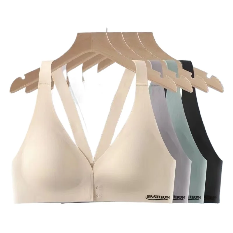 

KUCLUT New Chinese Style Front Closure Bra Beauty Back Wireless Push Up Comfort Embroidery Brassiere