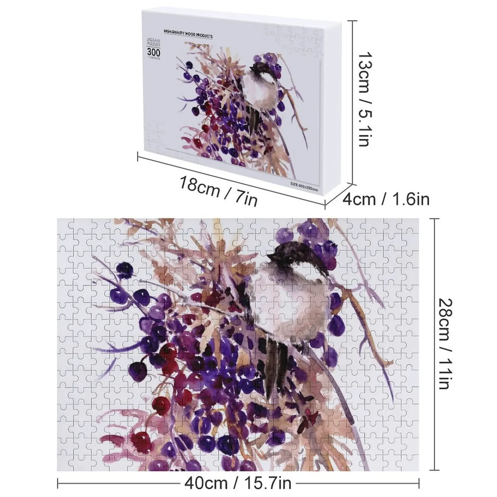 จิ๊กซอว์ภาพนกชิคาดีและผลเบอร์รี่ฤดูใบไม้ร่วง ของเล่นเด็กเล็ก ของขวัญภาพถ่ายส่วนตัวแบบอนิเมะ ปรับแต่งได้ด้วยภาพถ่าย