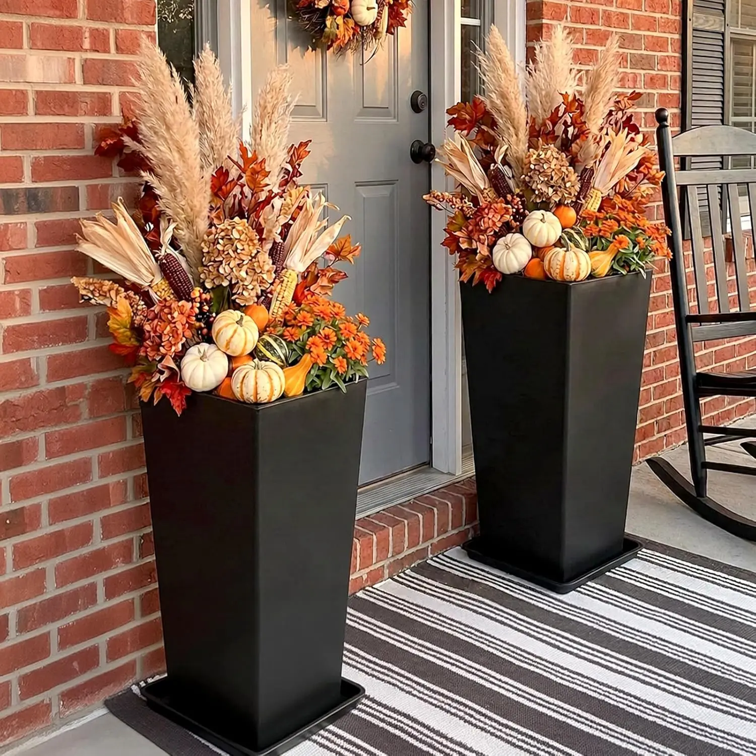 30 Inch Outdoor Planters Set of 2, Large Tall Planters with Drainage Holes, Weather Resistant Flower Pots for Indoor & Outdoor