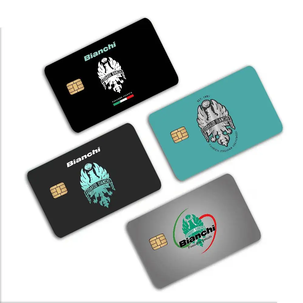 B-Bianchi Bike Logo Credit Card Skin Stickers No Adhesive Residue Water Proof For VISA Credit Card Subway Access Card