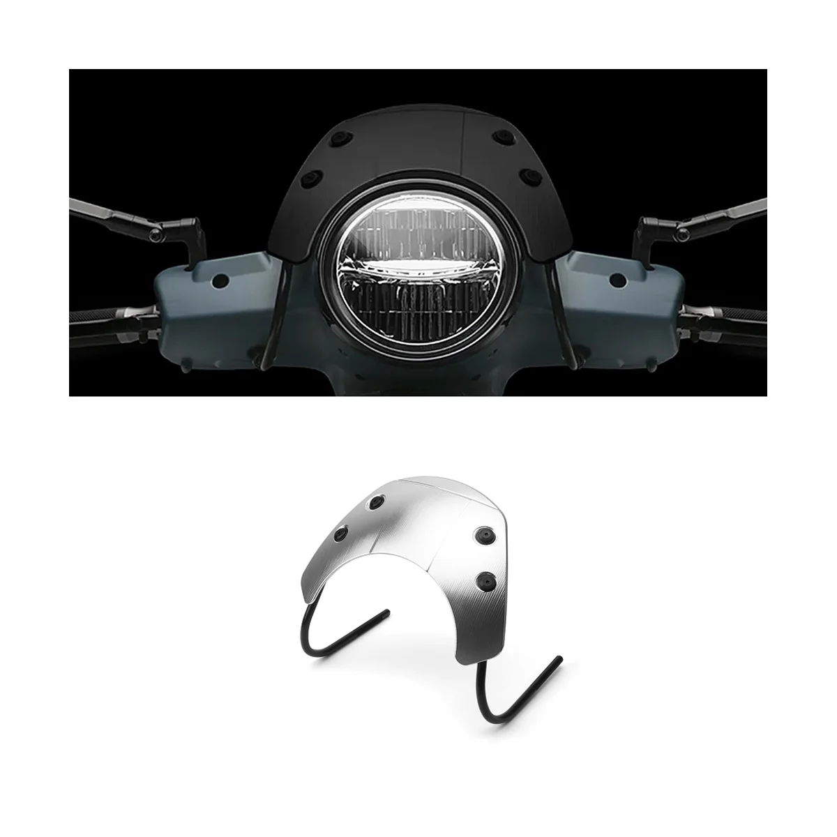 Motorcycle Windshield Winds n Headlight Fairing for Vespa GTS 300 Super GTS300 SUPER 2018-2022(Silver)