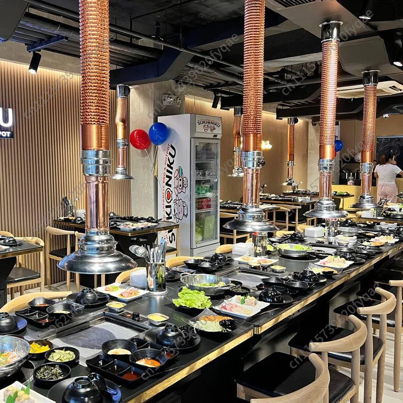 Barbecue shop upper exhaust pipe telescopic pipe hood special range hood for smoking