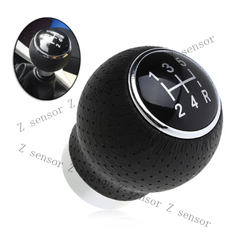 RRR+ Aluminum Manual Car Gear Shift Knob Shifter Lever 5 Speed Round Ball Leather Kit