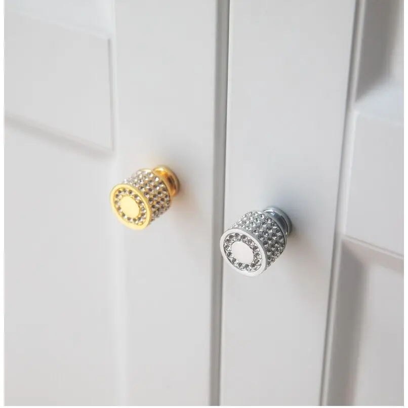 Handles Drawer Cabinet Furniture Kitchen Handles for Cabinet Knob Door Drawer Furniture Kitchen Single Hole Diamond Golden