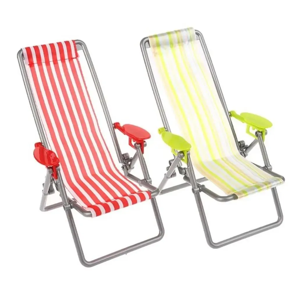 2026new mini dollhouse chair 4 colors 12*11*19.5cm foldable beach chair model dolls house furniture decoration outdoor dollhouse