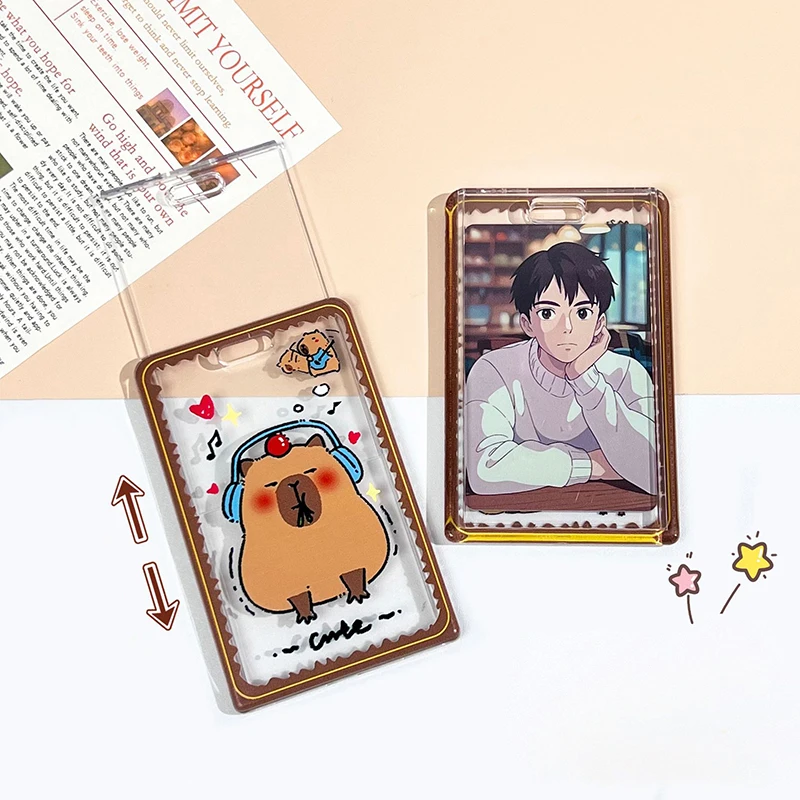 Cartoon Capybara Photocard Holder Photocards Protector Card Storage Photo Bag Idol Card Collect Organizer Stationery