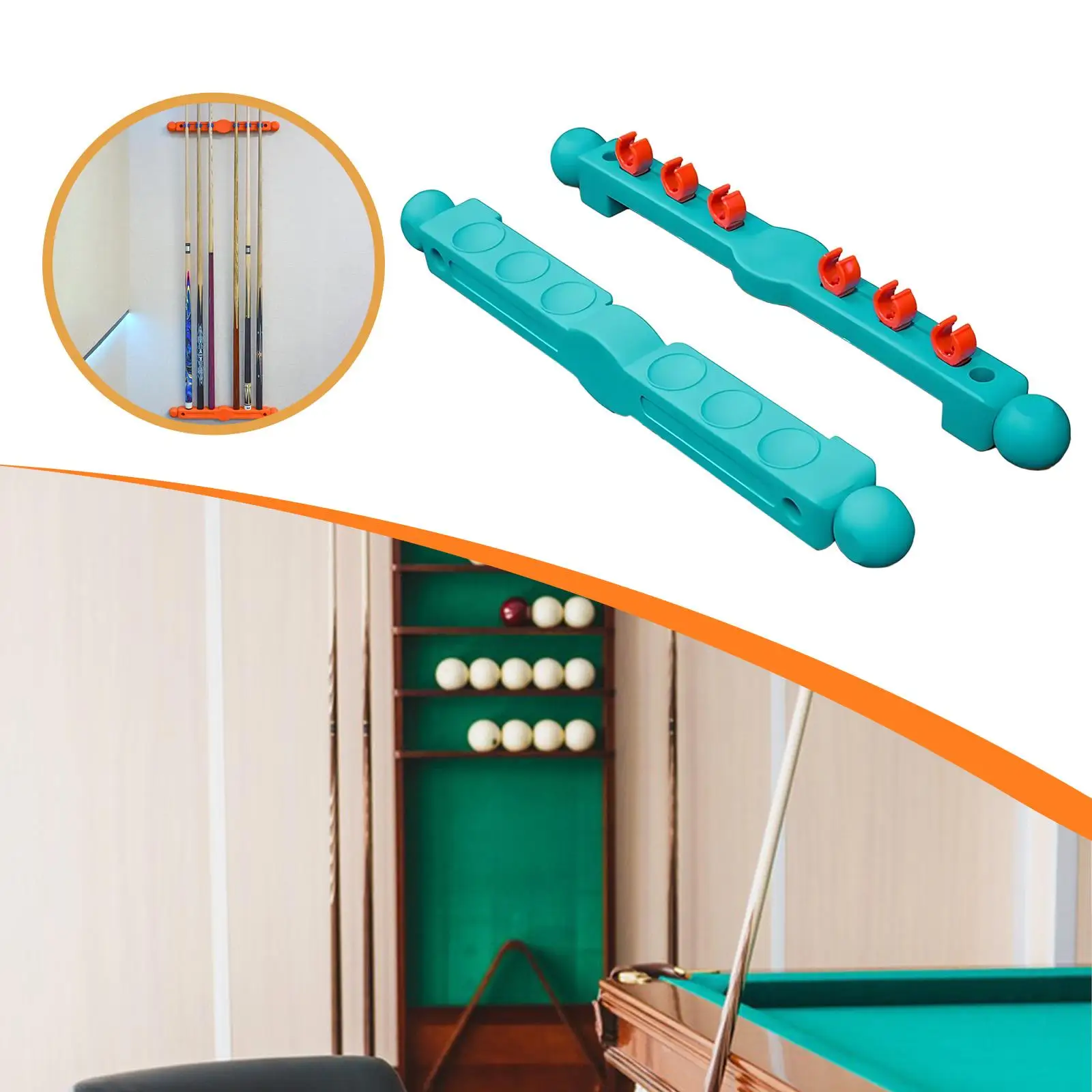 Billiard Pool Cue Rack, Pool Sticks Holder, Billiard Supplies, 6 Cues Organizer Wall Mounted for Club, Family Recreation Room