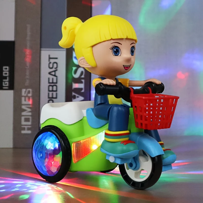 Robot giocattolo per bambini, macchinine acrobatiche girevoli, tricicli elettrici danzanti, motociclette per bambini, giocattolo a cartoni animati, giocattolo interattivo con musica e luci_voghion.com