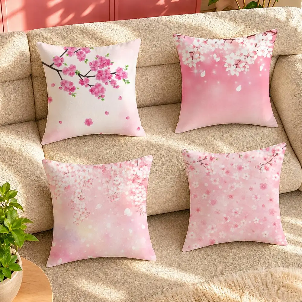 Pastel Cherry Blossom Art Cushion Cover Pillow Cover Decorative Throw Couch Home Decor for Living Room Sofa