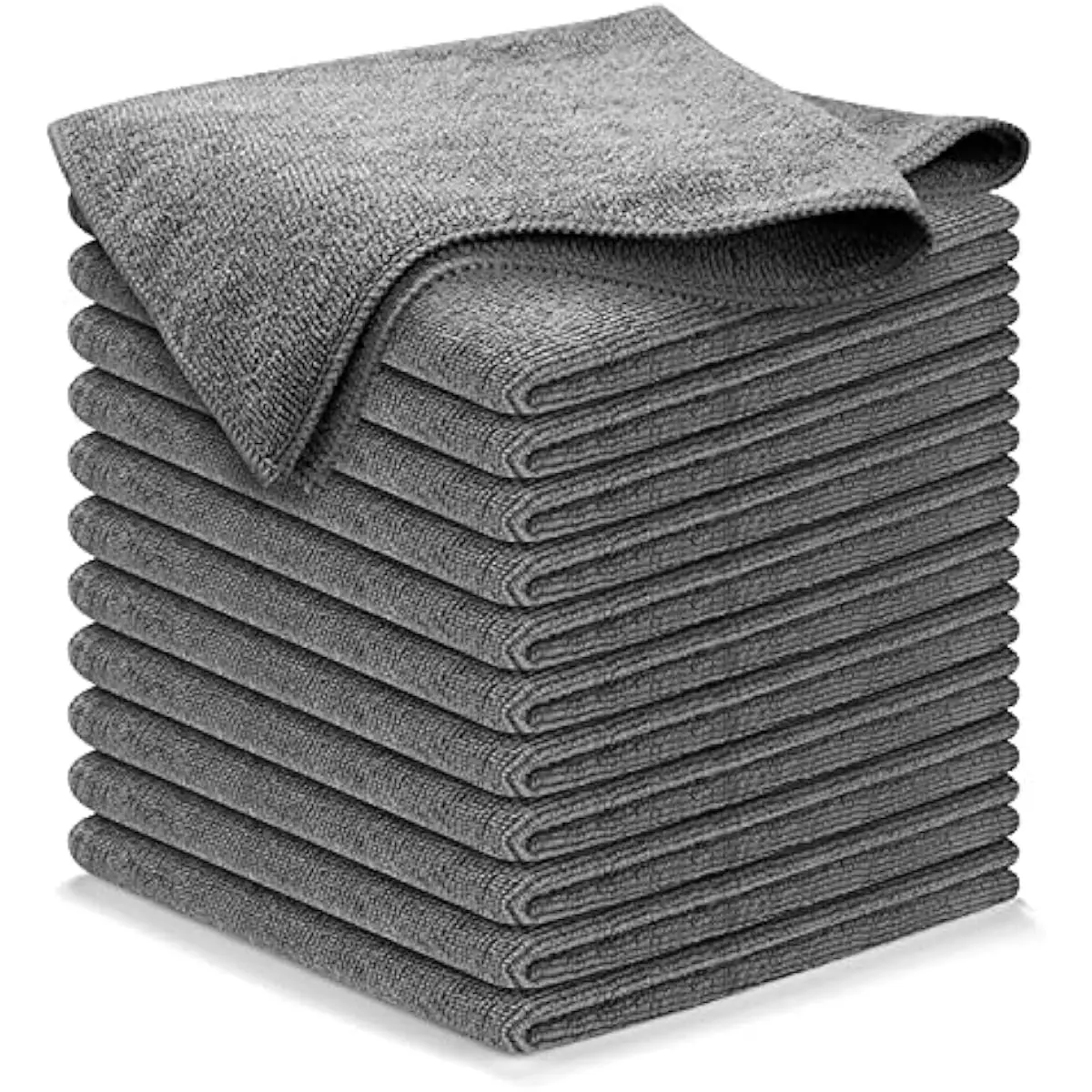 Microfiber Cleaning Cloth Grey - 12 Pcs (12.5'x12.5') - High Performance - 1200 Washes, Ultra Absorbent Microfiber Towel Weave G