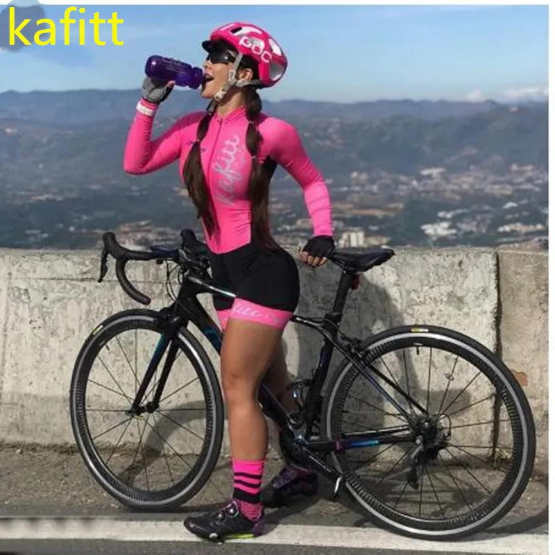 2022KAFITT triathlon race jersey overalls sports running woman one-piece dress long-sleeved loop suit 20D GEL