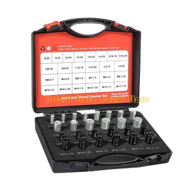 Y1AD Bolt Nut Screw Thread Checker Set Inch Metric Gauges Measuring Inspection Tool
