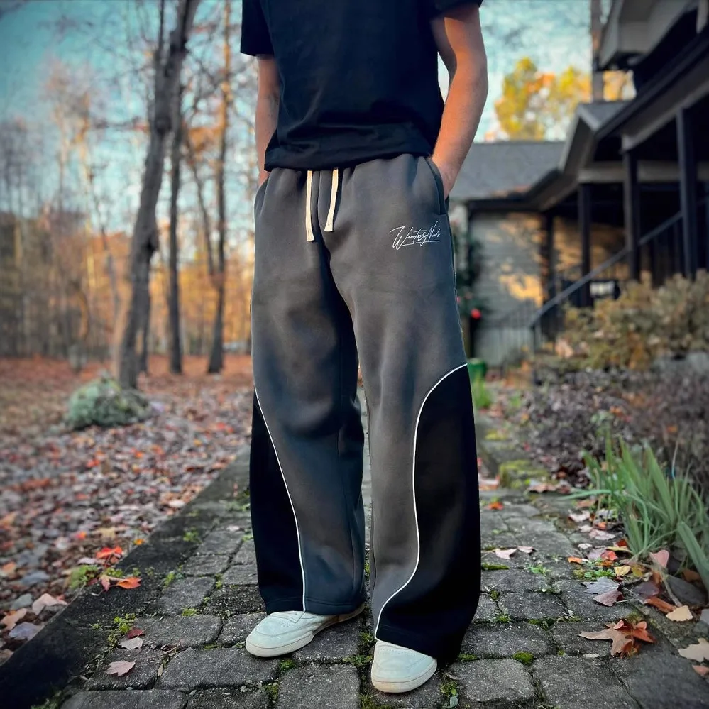 

Новые мужские модные спортивные брюки 2026 года с вышивкой, цветными блоками и эластичным свободным кроем для лета