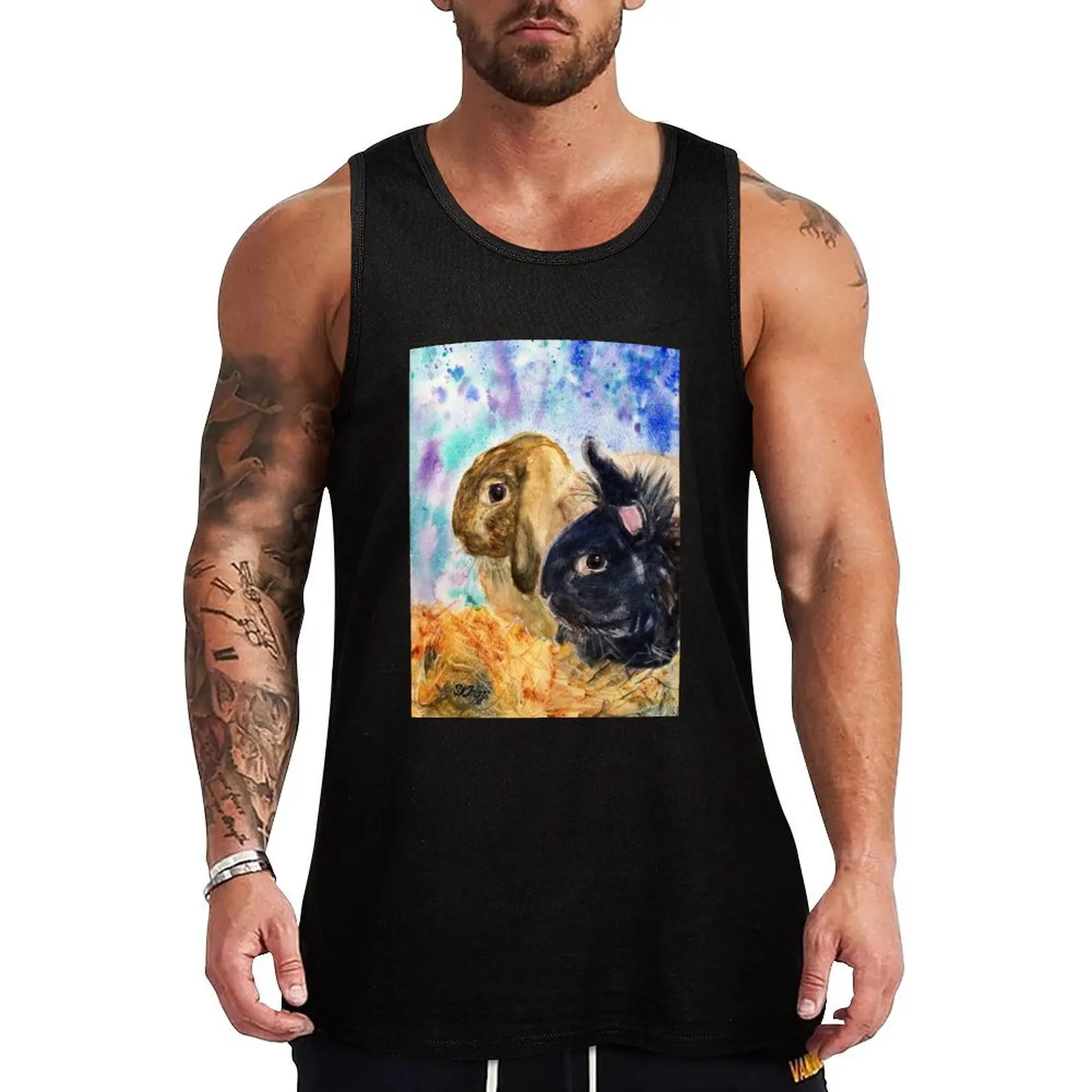 Alfie and Fearne: A watercolour portrait Tank Top quick-drying t-shirt Men's sleeveless muscle t-shirt Men's summer t-shirt