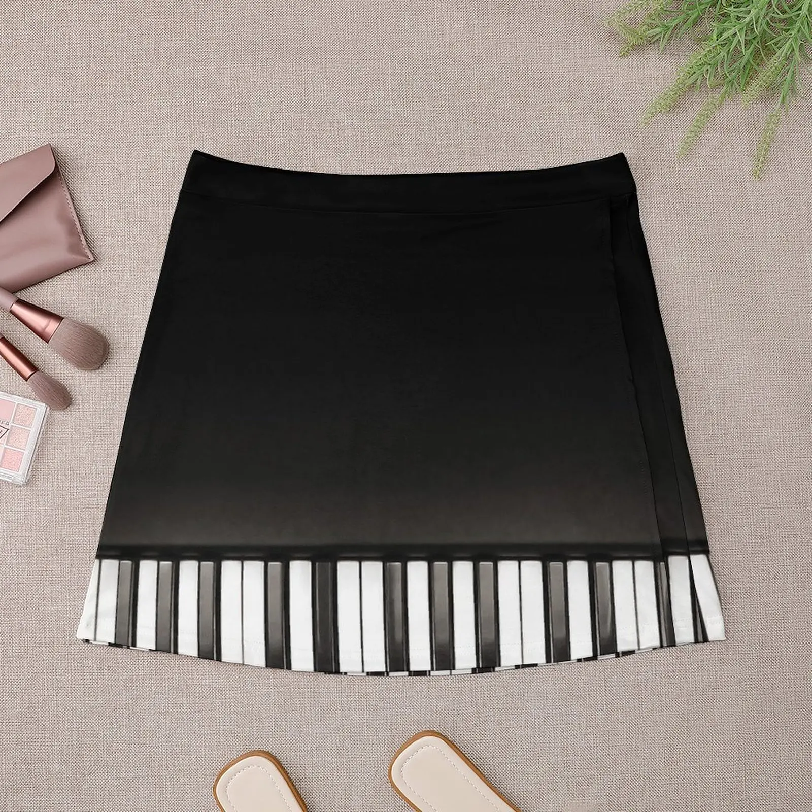 Piano Music Black and White Mini Skirt chic and elegant woman skirt Female dress korean style skirt set