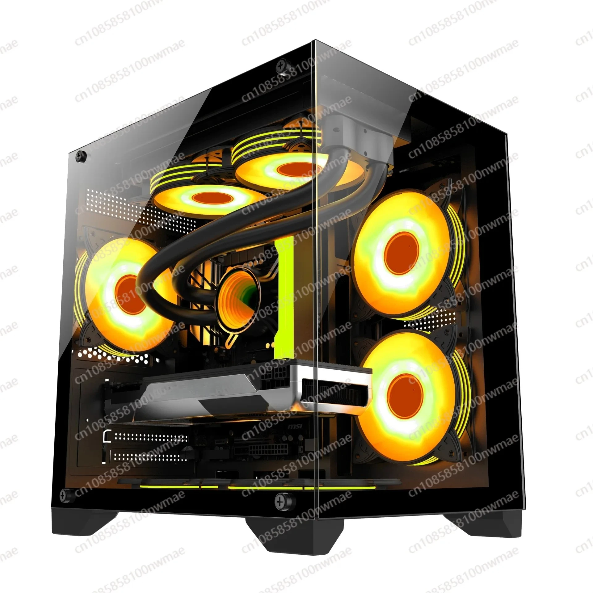 Cross-border Mini ITX Gaming PC Case • Desktop Tempered Glass Transparent Side • E-sports Water-Cooling Computer Chassis