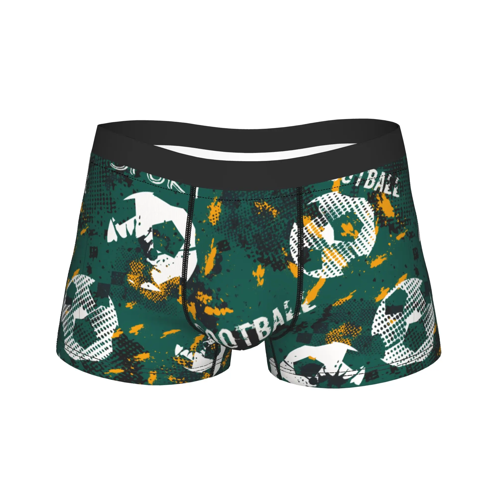 Man Cartoon Soccer Ball Football Long Underwear  Funny Boxer Briefs Shorts Panties Male Breathable Underpants Plus Size