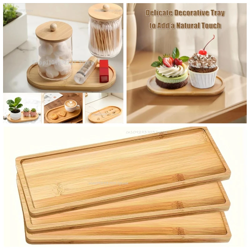 Bandeja de Bambú Ecológica Antideslizante, Plato Multifuncional de Madera para Café, Té, Postres, Bocadillos, Hogar, Hotel, Baño, Sala de Estar