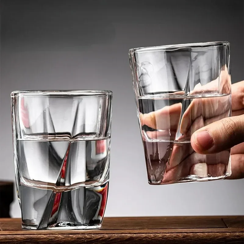 Heavy Base Shot Glass Cups Square Design Drinking Glasses Cups Shot Glass Tumbler Set Whiskey Beer Glass Cup Bar Tool