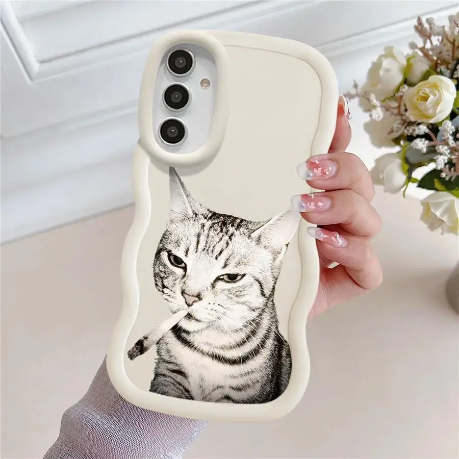 Custodia morbida per telefono per Samsung Galaxy A50 A51 A73 A20 A05 A30 A02s A06 A03 A52 A55 A04 Cool Cat