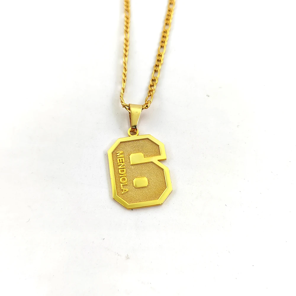 

3D Engrave Lucky Number Name Logo Pendent Necklace Custom Personalized Sports Number Pendant Varsity Sports Jewelry Gift