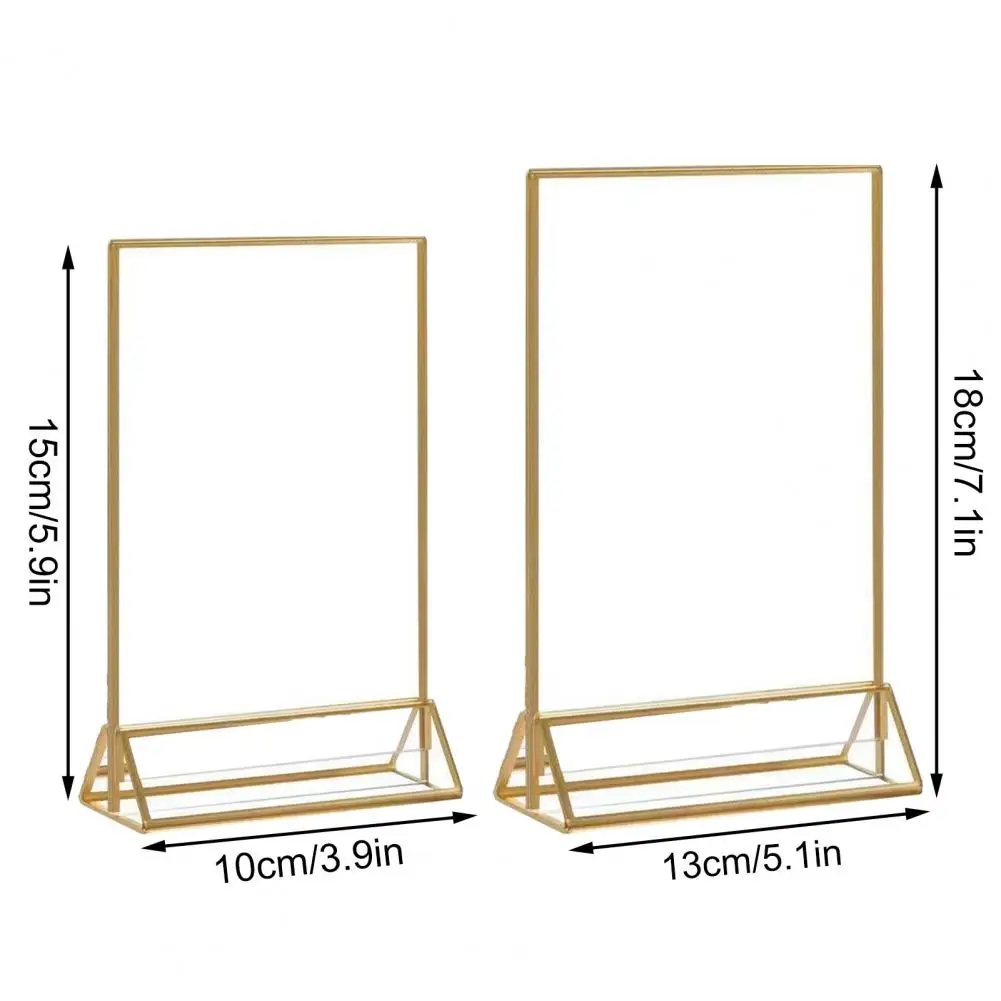 Display Sign Holder Double-sided Acrylic Sign Holder with Gold Frames for Wedding Table Numbers Menu for Flyers
