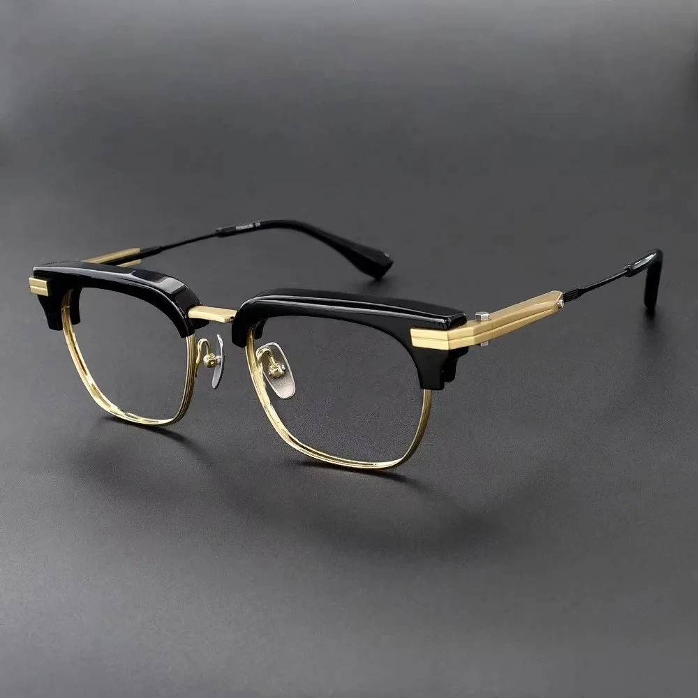 

Новые высококачественные оправы для очков ручной работы из ацетата и титана, ретро-стиль, для чтения, компьютера, мужские, с диоптриями, оптические