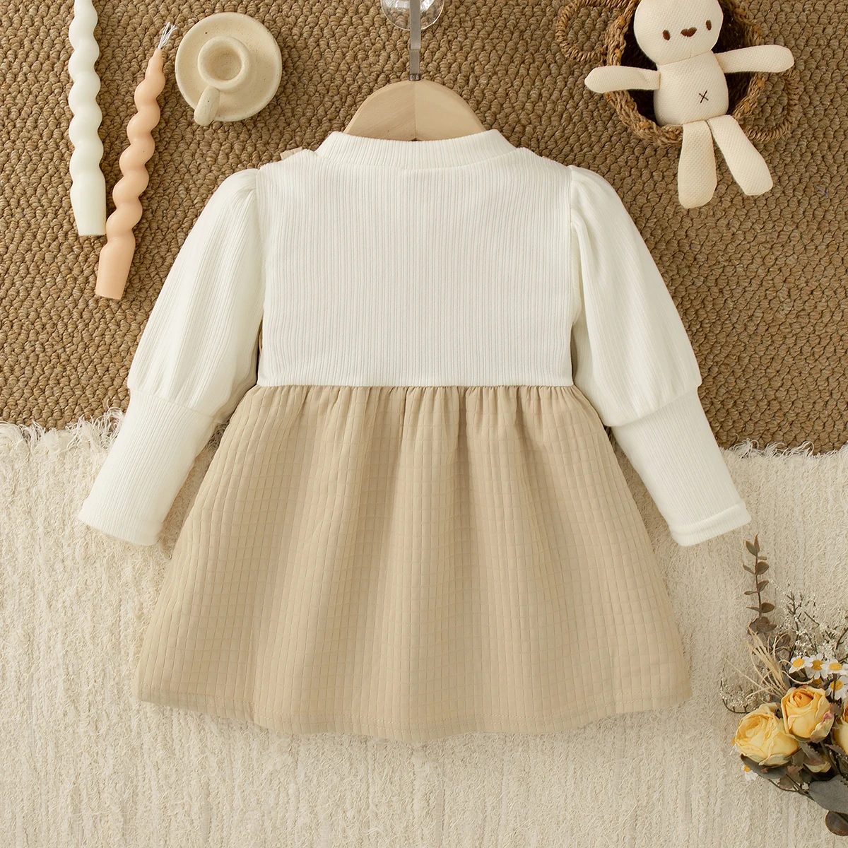 فستان بناتي جديد للخريف والشتاء بأكمام طويلة وآذان أرنب حلوة، ملابس أطفال يومية للاستخدام الخارجي (9 أشهر إلى 3 سنوات) #4