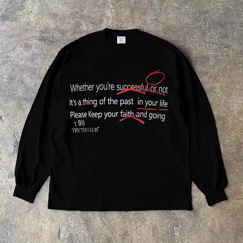 

Y2k Streetwear T Shirt Hip Hop Letter Graphic Printed Oversized T Shirt Harajuku Gothic Cotton Long Sleeved Clothing Men Women