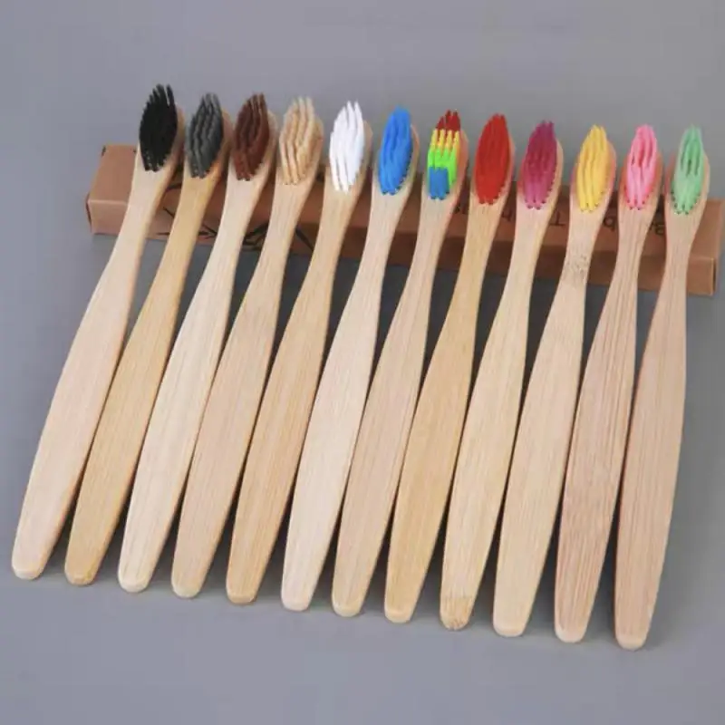 10pcs/box Colorful Bamboo Toothbrush Biodegradable Environmentally Friendly ToothBrush Home Travel ToothBrush Bathroom Products