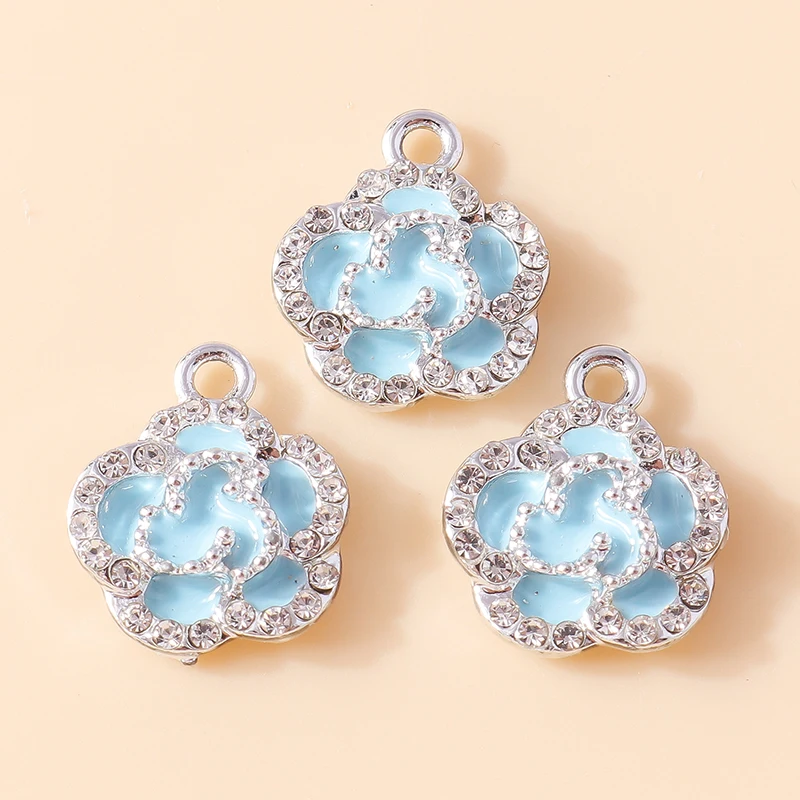 20 Stück 14x17mm Modische Kristallblumen-Anhänger für Schmuckherstellung, Ohrringe, Halsketten, Armbänder, Zubehör, DIY-Bastelarbeiten, Geschenk – Detail 8