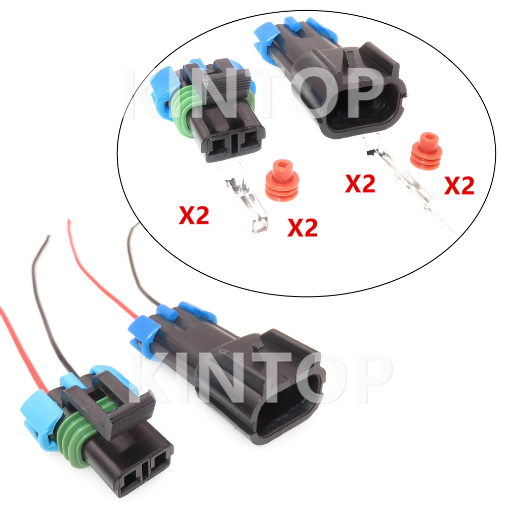 

1 Set 2 Pins Auto Male Female Docking Socket Starter 15300027 15300002 Car Fan Wiring Harness Waterproof Connector With Wires