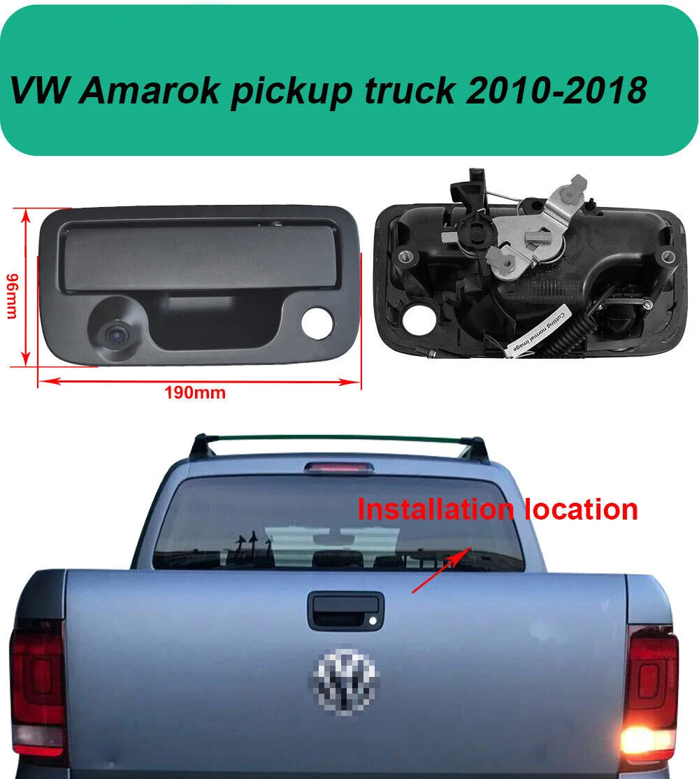 HKNL CCD parking Car Reverse Camera+Mirror+2.4GHZ Wireless For VW Amarok pickup truck 2010-2018 Tailgate Handle Brake Light HD