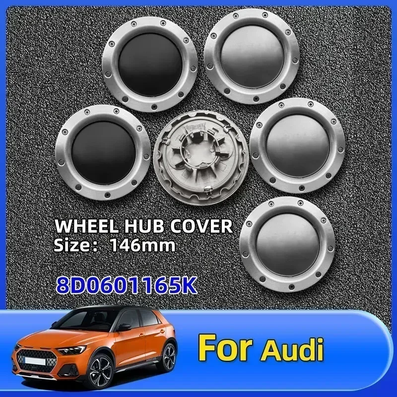 

4pcs 146mm 8D0601165K Grey Black Wheel Center Hub Caps Rim Caps Emblems Badge logo for audi Quattro TT A2 A3 A4 A8 S6 Q5 Q7 RS6
