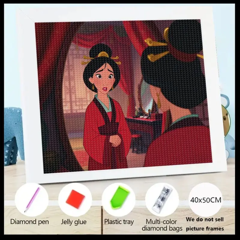 

1PC 5D DIY Diamond Painting Kit - Mulan Themed Crystal Art Craft with Colorful Gems, Detailed Mosaic Design, Perfect for Home De