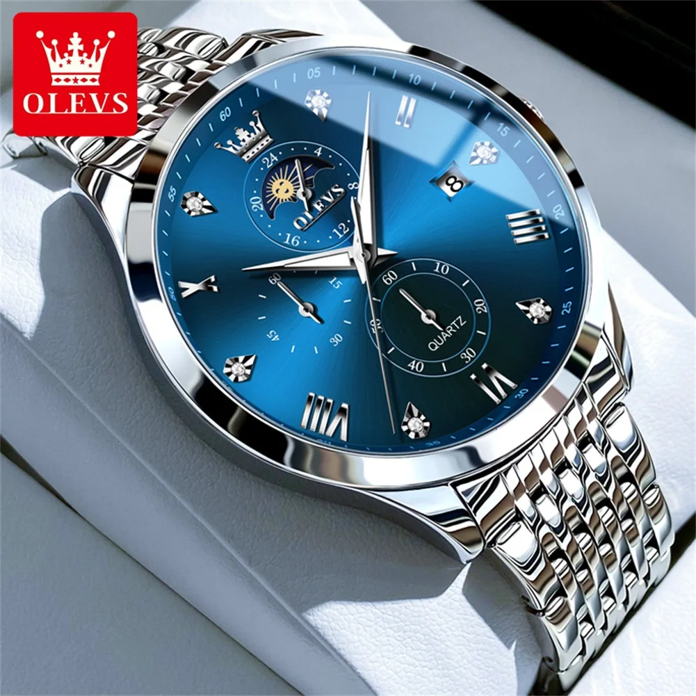 OLEVS Watch 42.5MM Original Multifunctional Mens Watch Waterproof Chronograph Quartz Watch Sports Watches For Man Gifts 2925