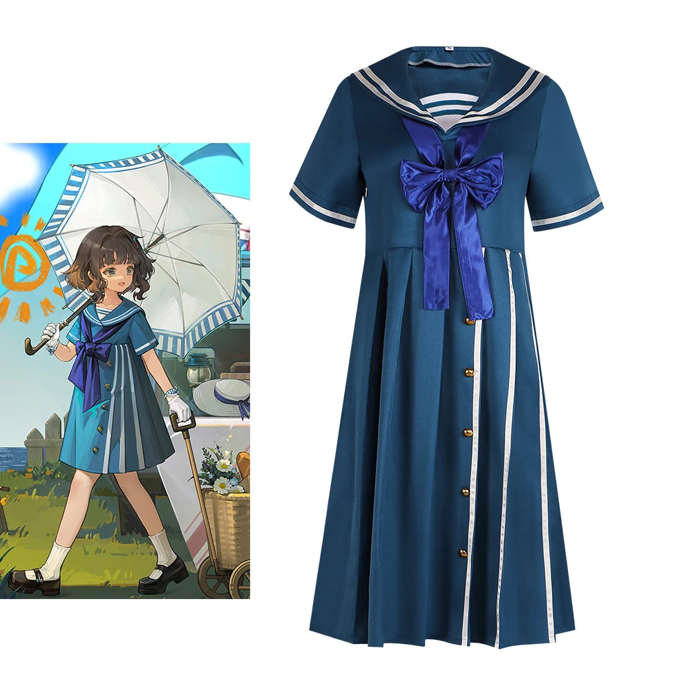 

Game Reverse:1999 Cosplay Eagle Costume Women Blue Sailor Uniform Dress Halloween Carnival Party Comic Con Gown