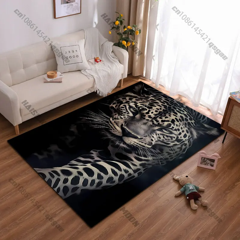 Alfombra con diseño de leopardo feroz y mirada intensa, para yoga, decoración de sala de estar, alfombra para gatear para niños, alfombra para la entrada, alfombra para juegos