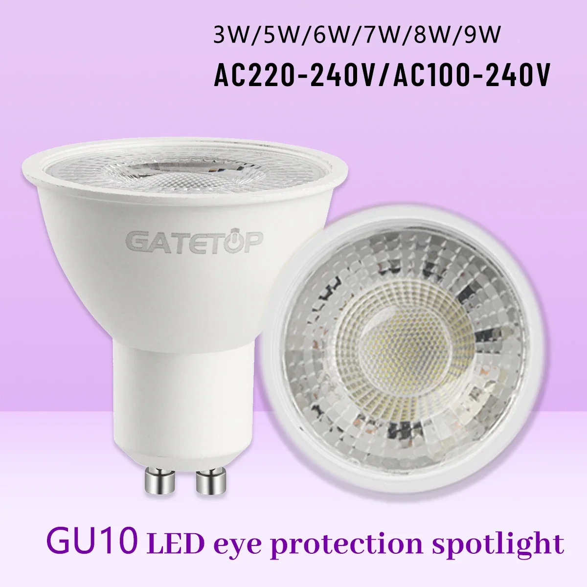 

6pcs No Flicker Spot GU10 Bulb Warm Cold White LED SpotlightGU10 AC220V 120V Replace 50w Halogen Lamp for Shopping centres