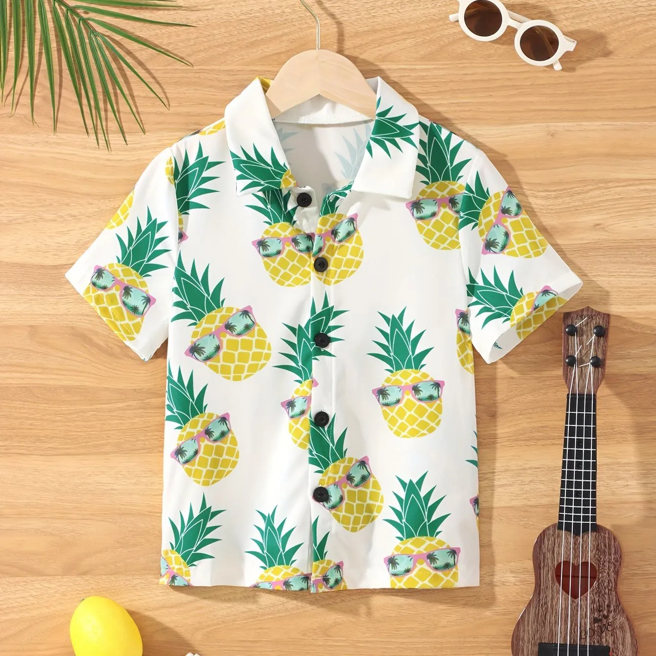 Fruit Cherry And Banana Print Boys Creative Shirt Casual Short Sleeve Lapel Cool Shirt Tops Girls Boys Clothes Summer Outdoor