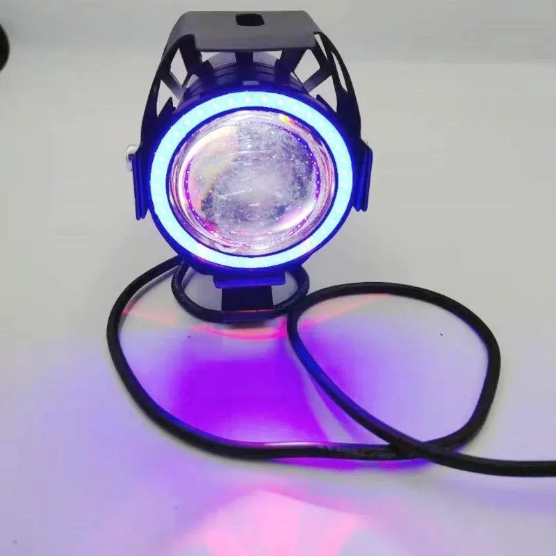 External Spotlight Electric Scooter Bicycle LED Lights Motorcycle Glare Headlights Angel Eyes U7 Super Bright Lamp Various Color